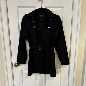 Black Prada raincoat with detachable hood